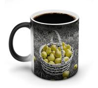 FekiLoot Color Changing Coffee Tea Black And White Pear Mug 11 Oz Heat Changing Ceramic Cup Novelty Black Heat Sensitive Mug Funny Morphing Milk Cup Personalized Gift for Men Women