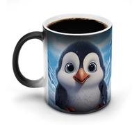 FekiLoot Color Changing Coffee Tea Cartoon Cute Penguin Mug 11 Oz Heat Changing Ceramic Cup Novelty Black Heat Sensitive Mug Funny Morphing Milk Cup Personalized Gift for Men Women