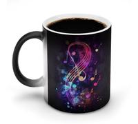FekiLoot Color Changing Coffee Tea Colorful Galaxy Music Note Mug 11 Oz Heat Changing Ceramic Cup Novelty Black Heat Sensitive Mug Funny Morphing Milk Cup Personalized Gift for Men Women