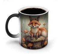 FekiLoot Color Changing Coffee Tea Fox in The Woods Mug 11 Oz Heat Changing Ceramic Cup Novelty Black Heat Sensitive Mug Funny Morphing Milk Cup Personalized Gift for Men Women