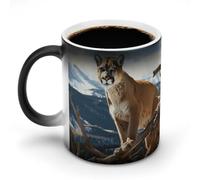 FekiLoot Color Changing Coffee Tea Panther Mountain Lion Mug 11 Oz Heat Changing Ceramic Cup Novelty Black Heat Sensitive Mug Funny Morphing Milk Cup Personalized Gift for Men Women