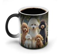 FekiLoot Color Changing Coffee Tea Poodles Dogs Mug 11 Oz Heat Changing Ceramic Cup Novelty Black Heat Sensitive Mug Funny Morphing Milk Cup Personalized Gift for Men Women