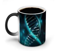 FekiLoot Color Changing Coffee Tea Science Gene Strand Mug 11 Oz Heat Changing Ceramic Cup Novelty Black Heat Sensitive Mug Funny Morphing Milk Cup Personalized Gift for Men Women