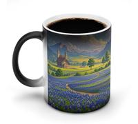 FekiLoot Color Changing Coffee Tea Texas Bluebonnets Scenery Mug 11 Oz Heat Changing Ceramic Cup Novelty Black Heat Sensitive Mug Funny Morphing Milk Cup Personalized Gift for Men Women