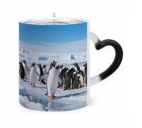 FekiLoot Color Changing Mugs Antarctic Penguin Group Heat Sensitive Coffee Mug Novelty Ceramic Cup with Handle Magic Cups Temperature Changing Coffee Tumblers for Women Men Funny Gifts 11 Oz