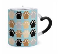 FekiLoot Color Changing Mugs Cat Pawprints Heat Sensitive Coffee Mug Novelty Ceramic Cup with Handle Magic Cups Temperature Changing Coffee Tumblers for Women Men Funny Gifts 11 Oz