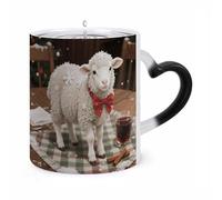 FekiLoot Color Changing Mugs Christmas Sheep Heat Sensitive Coffee Mug Novelty Ceramic Cup with Handle Magic Cups Temperature Changing Coffee Tumblers for Women Men Funny Gifts 11 Oz