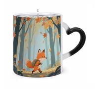 FekiLoot Color Changing Mugs Fox_adventure Heat Sensitive Coffee Mug Novelty Ceramic Cup with Handle Magic Cups Temperature Changing Coffee Tumblers for Women Men Funny Gifts 11 Oz