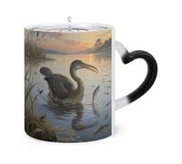 FekiLoot Color Changing Mugs Hesperornis Diving for Fish Heat Sensitive Coffee Mug Novelty Ceramic Cup with Handle Magic Cups Temperature Changing Coffee Tumblers for Women Men Funny Gifts 11 Oz