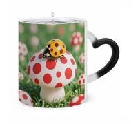 FekiLoot Color Changing Mugs Polka - Dot Ladybug Heat Sensitive Coffee Mug Novelty Ceramic Cup with Handle Magic Cups Temperature Changing Coffee Tumblers for Women Men Funny Gifts 11 Oz