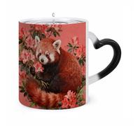 FekiLoot Color Changing Mugs Red Panda in Azalea Heat Sensitive Coffee Mug Novelty Ceramic Cup with Handle Magic Cups Temperature Changing Coffee Tumblers for Women Men Funny Gifts 11 Oz