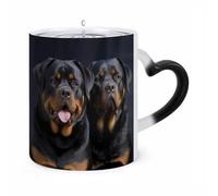 FekiLoot Color Changing Mugs Rottweiler Wallpaper Heat Sensitive Coffee Mug Novelty Ceramic Cup with Handle Magic Cups Temperature Changing Coffee Tumblers for Women Men Funny Gifts 11 Oz