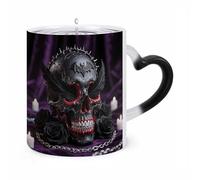 FekiLoot Color Changing Mugs Sugar Skulls Print Heat Sensitive Coffee Mug Novelty Ceramic Cup with Handle Magic Cups Temperature Changing Coffee Tumblers for Women Men Funny Gifts 11 Oz
