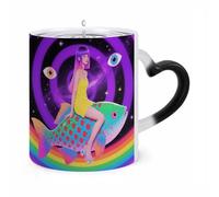 FekiLoot Color Changing Mugs Women Sit Trippy Animal Fish Heat Sensitive Coffee Mug Novelty Ceramic Cup with Handle Magic Cups Temperature Changing Coffee Tumblers for Women Men Funny Gifts 11 Oz