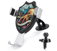 FekiLoot Color Graffiti Octopus Car Phone Holder Mount Strongest Suction & Clip Cell Phone Mount for Dashboard Windshield Vent Fits 4-6" Phones (Straight Vent Only)