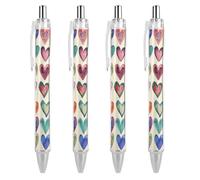 FekiLoot Color Heart Image Ballpoint Pens Retractable Black Ink Ballpoint Pens 0.5mm Medium Point Smooth Writing Pattern Pen with Super Soft Grip Cute Work Supplies for Men Women 4 PCS
