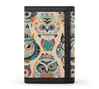 FekiLoot Color Owl Pattern Men's Wallet Extra Capacity Trifold Wallet Thin & Stylish Trifold Card Holder with ID Window