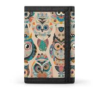 FekiLoot Color Owl Pattern Trifold Wallet Slim Credit Card Holder Stylish Trifold Billfold Minimalist Front Pocket Friendly Purses