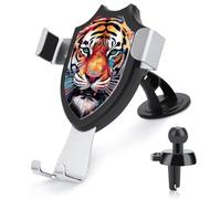 FekiLoot Color Paint Tiger Face Car Phone Mount for Dashboard/Vent/Windshield Auto-Clamping Gravity Sensor Truck Stand Cradle 90° Rotation Phone Holder Fits 4-6" Phones