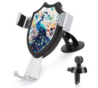 FekiLoot Color Peacock Car Phone Mount for Dashboard/Vent/Windshield Auto-Clamping Gravity Sensor Truck Stand Cradle 90° Rotation Phone Holder Fits 4-6" Phones