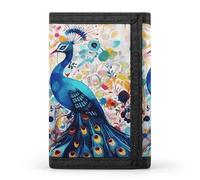FekiLoot Color Peacock Trifold Wallet Slim Minimalist Front Pocket Men's Passcase Wallet Credit Card Holder