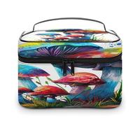 FekiLoot Colored Mushrooms Makeup Bag Large Capacity Travel Cosmetic Bag Lightweight Hand-held Toiletry Bags Portable Cosmetic Pouch Cute Make Up Pouch for Women
