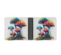 FekiLoot Colored Mushrooms Wallet Slim Leather Bifold Wallet Extra Capacity Wallets with Multiple Card Slots Men Billfold
