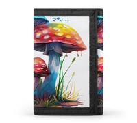 FekiLoot Colored Mushrooms Wallet Slim Trifold Wallets with Multiple Card Slots Credit Card Holder Pocket Coin Purse