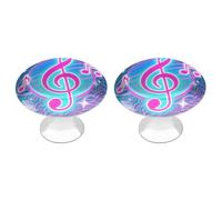FekiLoot Colored Musical Notes Cabinet Knobs Kitchen Cabinet Handles Round Closet Handles Stainless Steel Drawer Pulls for Closet Dresser Wardrobe Cupboard Furniture 2 Pack