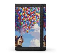FekiLoot Colorful Balloon And House Trifold Wallet Slim Minimalist Front Pocket Men's Passcase Wallet Credit Card Holder