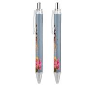 FekiLoot Colorful Butterfly Ballpoint Pens Retractable Ball Point Pens Smooth-Flowing Black Ink 0.5mm Writing Pen Black Ink Pen for Men Women 2 PCS