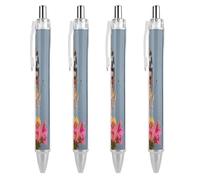 FekiLoot Colorful Butterfly Ballpoint Pens Retractable Ball Point Pens Smooth-Flowing Black Ink 0.5mm Writing Pen Black Ink Pen for Men Women 4 PCS