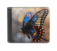 FekiLoot Colorful Butterfly Wallet Large Capacity Slim Bifold Wallet with Multiple Card Slots PU Leather Men Purse