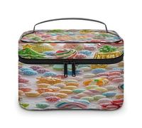 FekiLoot Colorful Candy Makeup Bag Large Capacity Travel Cosmetic Bag Lightweight Hand-held Toiletry Bags Portable Cosmetic Pouch Cute Make Up Pouch for Women