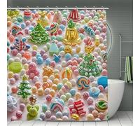 FekiLoot Colorful Candy Shower Curtain Waterproof Fabric Shower Curtain Polyester Bath Curtains for Bathroom with Hooks Quick-Drying Magic Bathroom Curtains 70.8x70.8 Inch