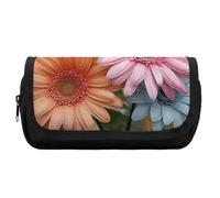 FekiLoot Colorful Daisy Flower Pencil Case Portable Zipper Large Capacity Pencil Bag Handheld Multi Function Portable Pencil Pouch Organizer for Family Office Supplies