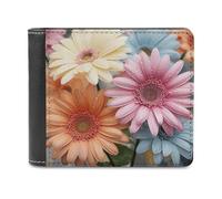 FekiLoot Colorful Daisy Flower PU Leather Wallet Bifold Wallet Front Pocket Wallets Fashion Purse Slim Billfold Credit Card Holder