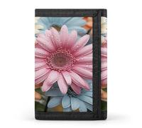 FekiLoot Colorful Daisy Flower Wallets Exquisite Trifold Wallet Front Pocket Wallet with Zipper Keychain Coin Purse Credit Card Holder for Adult