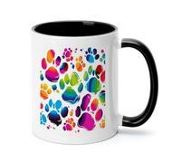 FekiLoot Colorful Dog Paw Print Coffee Mug 12oz Ceramic Coffee Cup with Handle Novelty Color Mugs Tea Cup for Home, Office & Cafe Use, Microwave & Dishwasher Safe