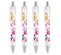FekiLoot Colorful Dog Paws Ballpoint Pens Retractable Black Ink Ballpoint Pens 0.5mm Medium Point Smooth Writing Pattern Pen with Super Soft Grip Cute Work Supplies for Men Women 4 PCS