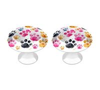 FekiLoot Colorful Dog Paws Cabinet Knobs for Kitchen Ornament, Round Zinc Decorative Drawer Pulls for Cabinets Trendy, Dresser Drawers Pulls Bathroom Dresser Knob with Screw