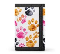 FekiLoot Colorful Dog Paws Wallet Compact Blocking Trifold Wallets with Zipper Minimalist Purse Wallet Credit Card Holder