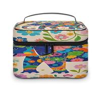 FekiLoot Colorful Flower Elephant Makeup Bag Large Capacity Travel Cosmetic Bag Lightweight Hand-held Toiletry Bags Portable Cosmetic Pouch Cute Make Up Pouch for Women