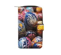 FekiLoot Colorful Hand Painted Easter Eggs Wallet for Men Women Large Capacity Purse Clutch Bag Handbag Checkbook Cash Credit Cards