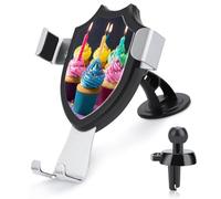 FekiLoot Colorful Happy Birthday Cupcakes Car Phone Holder,Adjustable Easy Clamp Car Phone Mount for Your Cars Models with Dashboard Vent,Phone Holders for Your Car with Metal Hook Clip