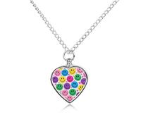 FekiLoot Colorful Happy Face Pattern Urn Necklaces for Ashes Personalized Human Pet Cremation Jewelry Keepsake Locket Heart Pendant with Filling Kit Memorial Gift for Dog Cat Lover Women Men