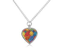 FekiLoot Colorful Happy Face Urn Necklaces for Ashes Personalized Human Pet Cremation Jewelry Keepsake Locket Heart Pendant with Filling Kit Memorial Gift for Dog Cat Lover Women Men