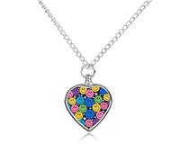 FekiLoot Colorful Happy Faces Urn Necklaces for Ashes Personalized Human Pet Cremation Jewelry Keepsake Locket Heart Pendant with Filling Kit Memorial Gift for Dog Cat Lover Women Men