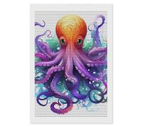 FekiLoot Colorful Octopus Diamond Painting Kits for Beginners DIY Diamond Dots Art Kit Full Drill Round 5d Diamonds Pictures Gem Art Kits Rhinestone Painting Home Wall Decor8 x12
