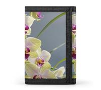 FekiLoot Colorful Orchids Flower Trifold Wallet Slim Credit Card Holder Stylish Trifold Billfold Minimalist Front Pocket Friendly Purses